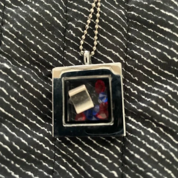 Silver Heart and Square Lockets with Charms Inside Necklace Set - Picture 4 of 7